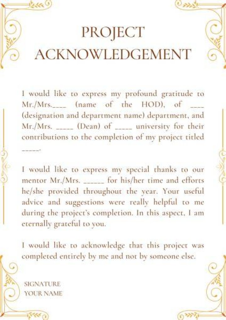 How do you write an accounting project acknowledgement?
